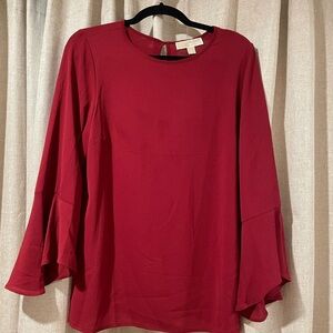 Michael Kors Red Blouse with Flared Sleeves